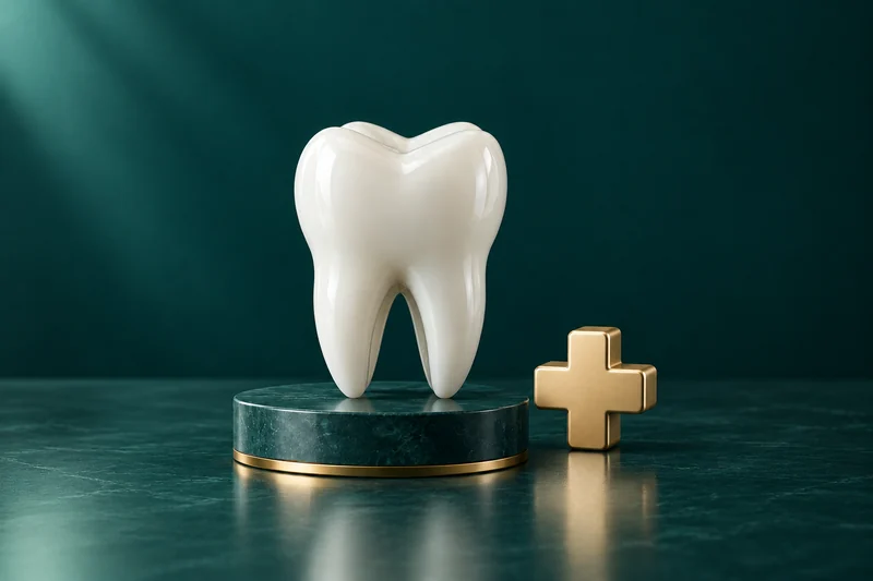 Sculptural tooth and medical plus representing urgent dental care