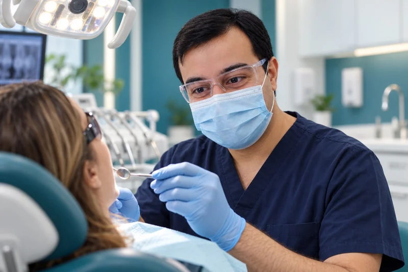 Dr. Jameel Aftab examining a patient, viewed over the patient’s shoulder